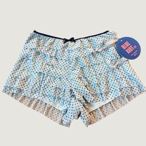 Blue Riot Ruffle Pajama Shorts Size M Polka Dot Mesh Tiered Tap Shorts Blue